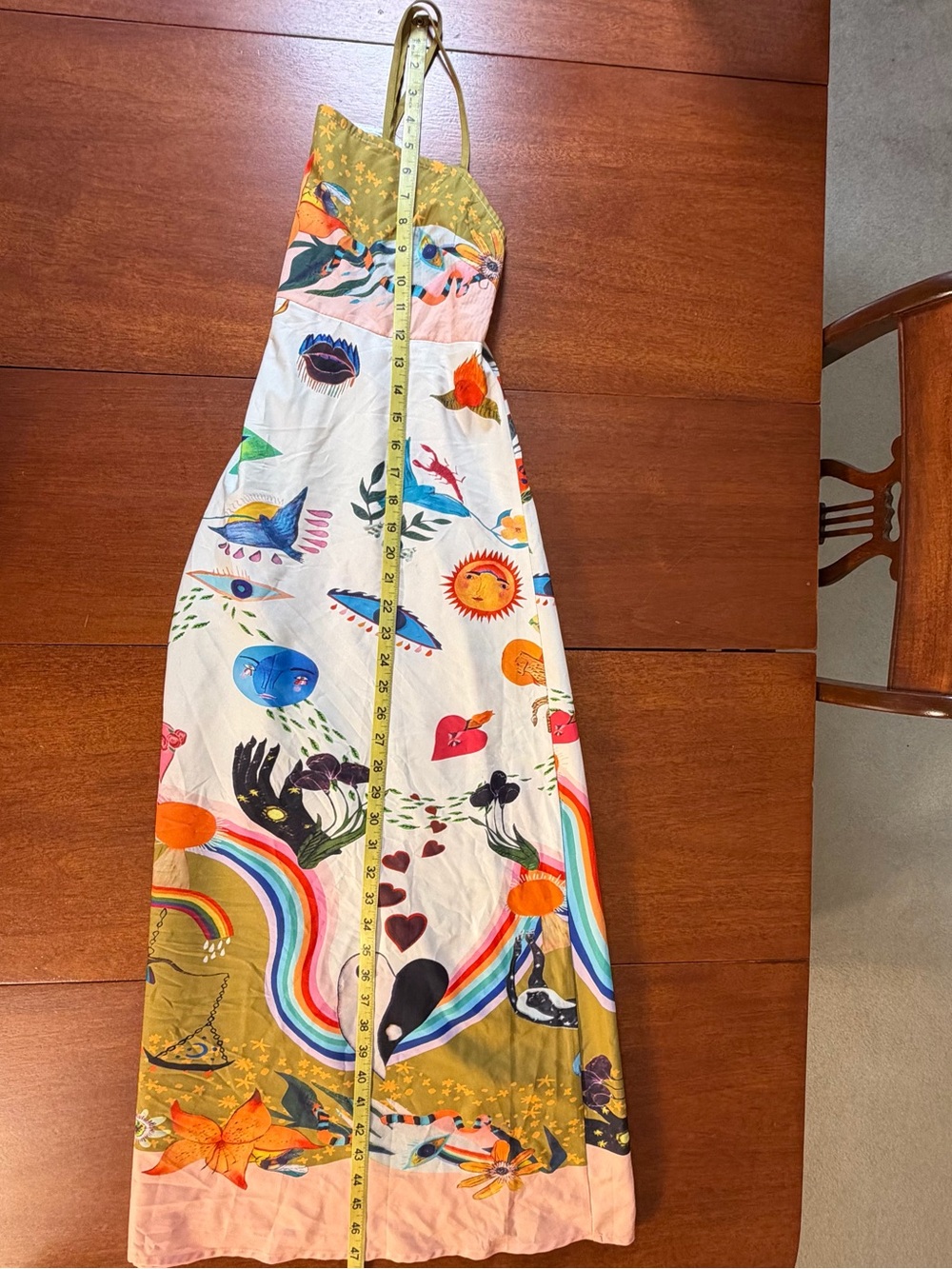 Whimsical Eclectic Multi Graphic Print Boho Artsy Statement Sundress Size Small - Picture 10 of 11